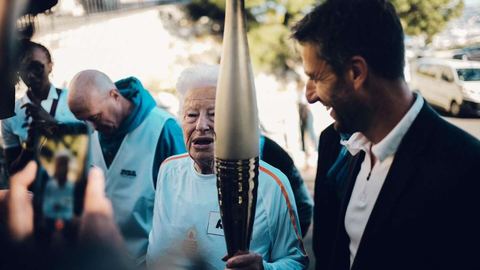 Marseille football legend Basile Boli launched the torch relay