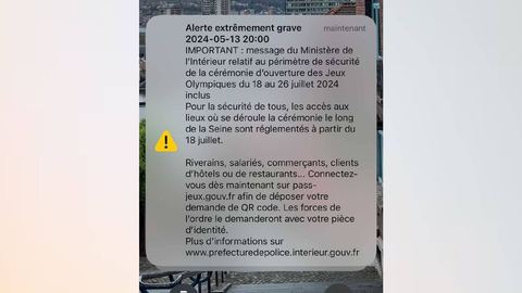 Why did some phones receive an “extreme severity alert” message this Monday regarding the Paris 2024 Olympics?